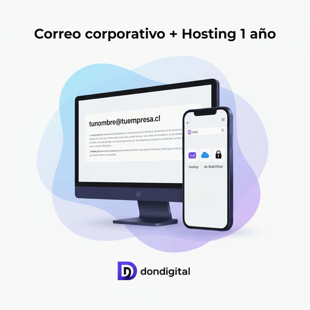 Correo corporativo 1GB + Hosting 1 año (opción Webmail o Webmail + Gmail)